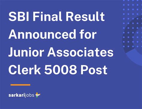 wwwsarkariresult.com 2022|SBI Clerk 2022 Final Result 2023 for 5008 Post .